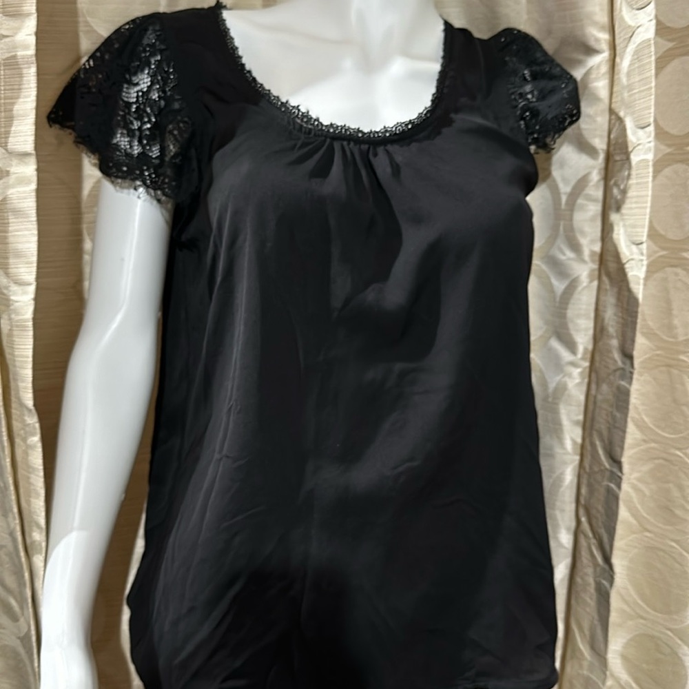H&M black lace shoulder blouse